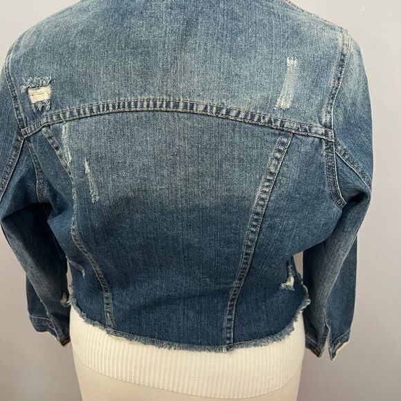 NWOT True Craft Distressed Cropped Blue Jean Jacket - 0X - Picture 9 of 14